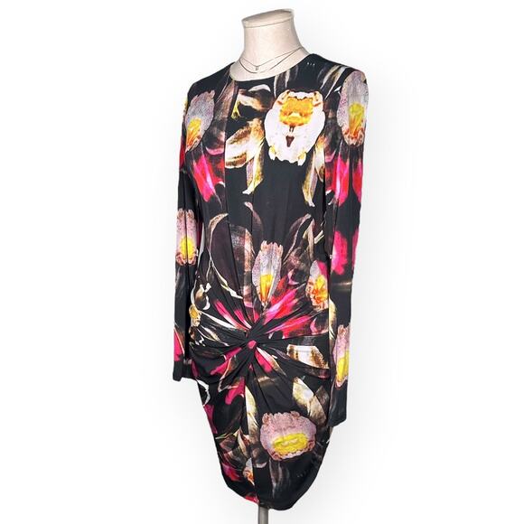 TED BAKER Long Sleeve Sheath Dress Twisted Knot Ruched Floral Cocktail Office - Picture 6 of 12